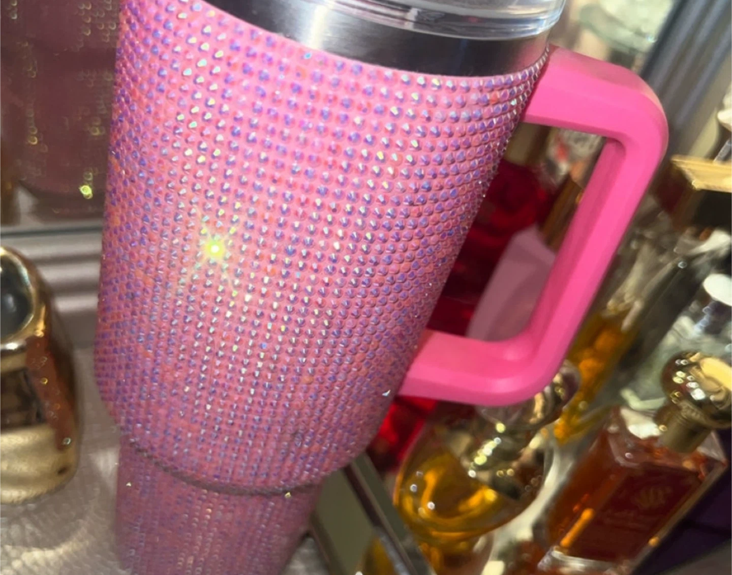 Pink Rhinestone Tumbler with Handle - photo 4