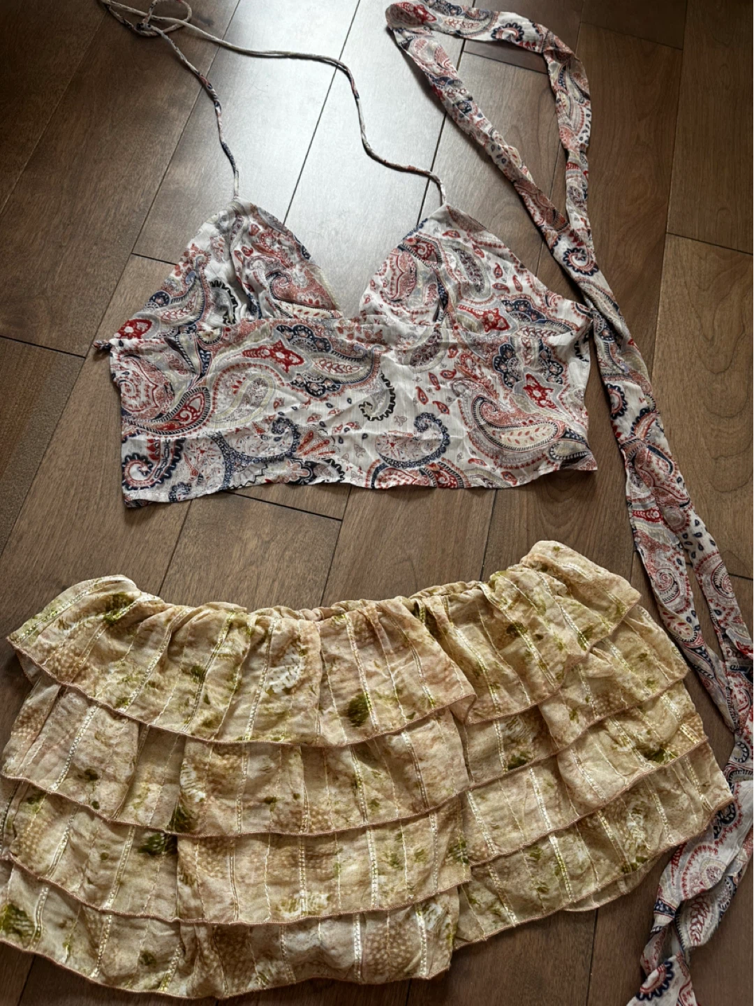 Missguided Paisley Print Crop Top and Ruffled Shorts Set