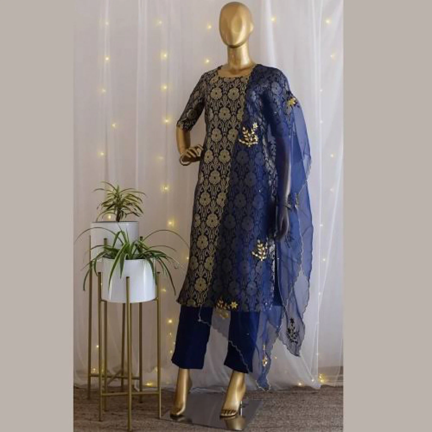 Pink Net Dupatta with Sequins and Tassels