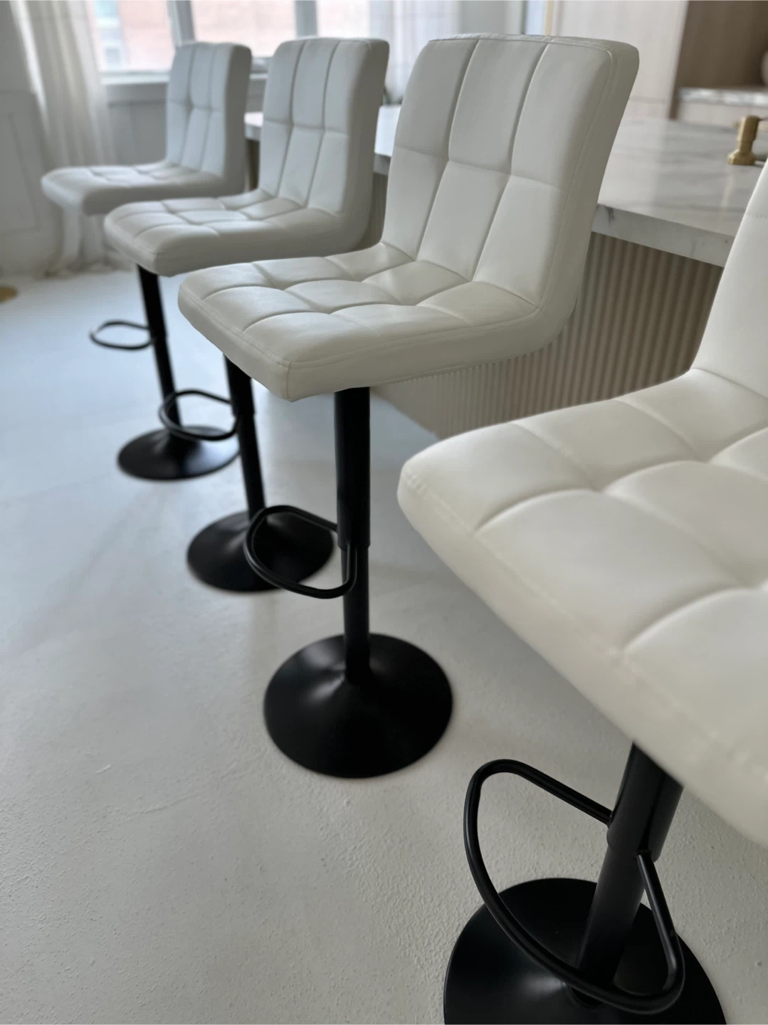 4 White Adjustable Bar Stools