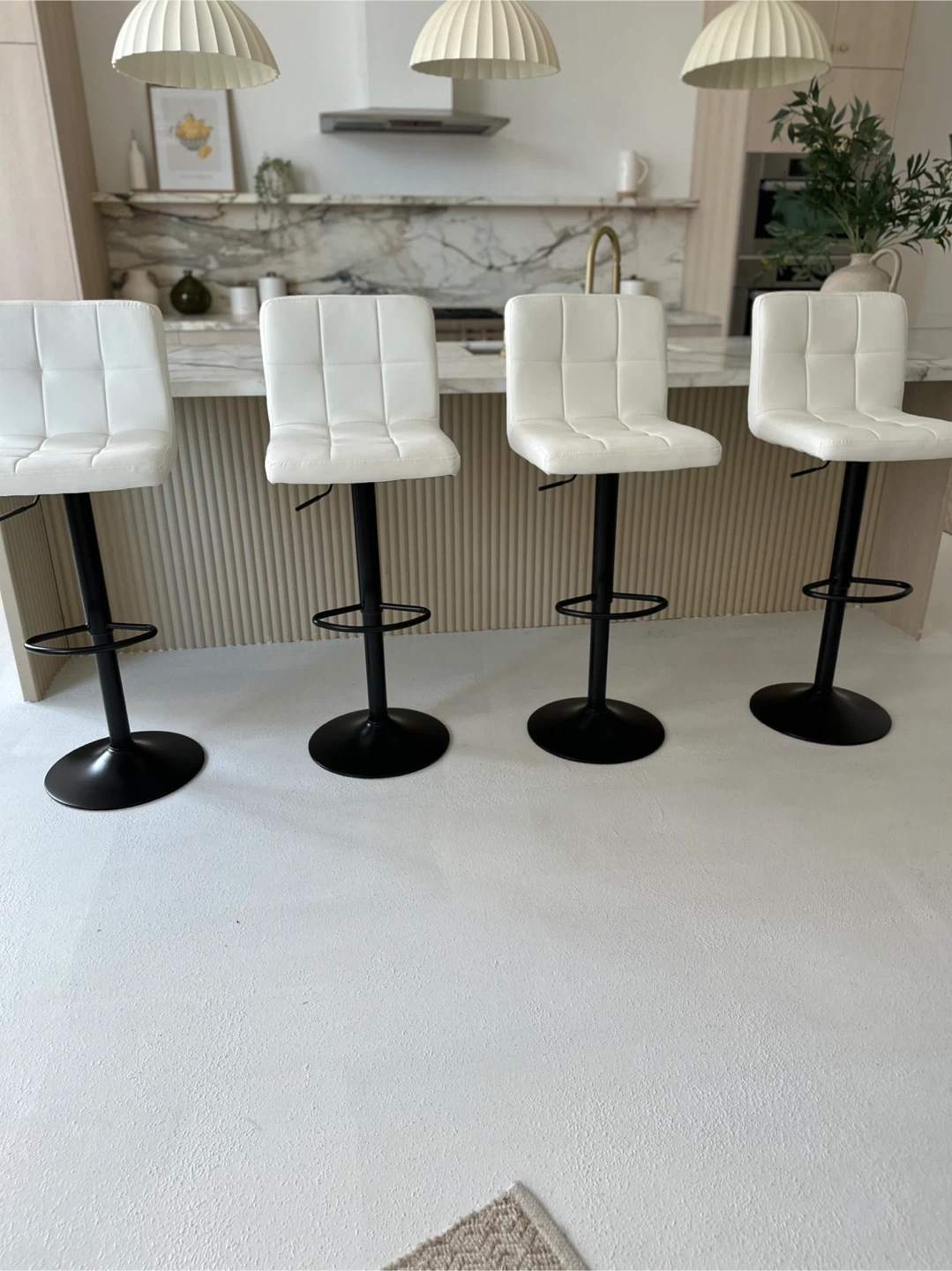 4 White Adjustable Bar Stools - photo 3
