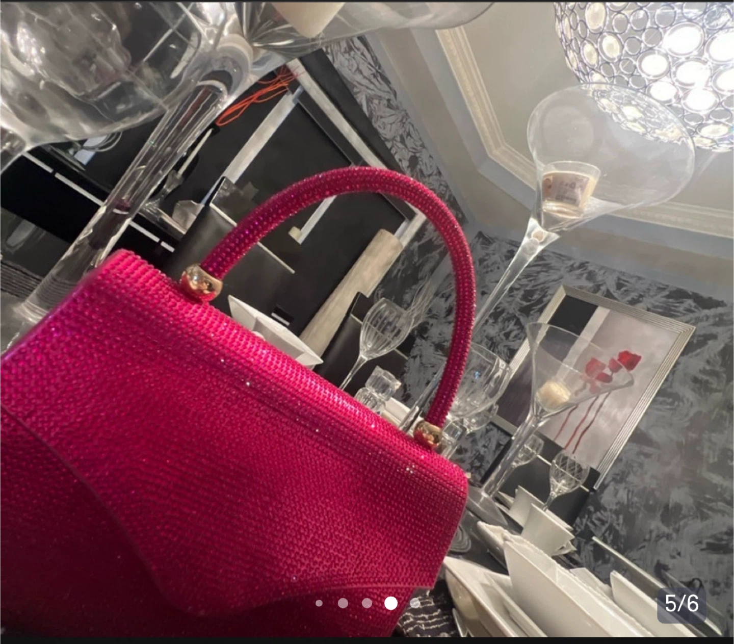 Hot Pink Rhinestone Clutch Purse
