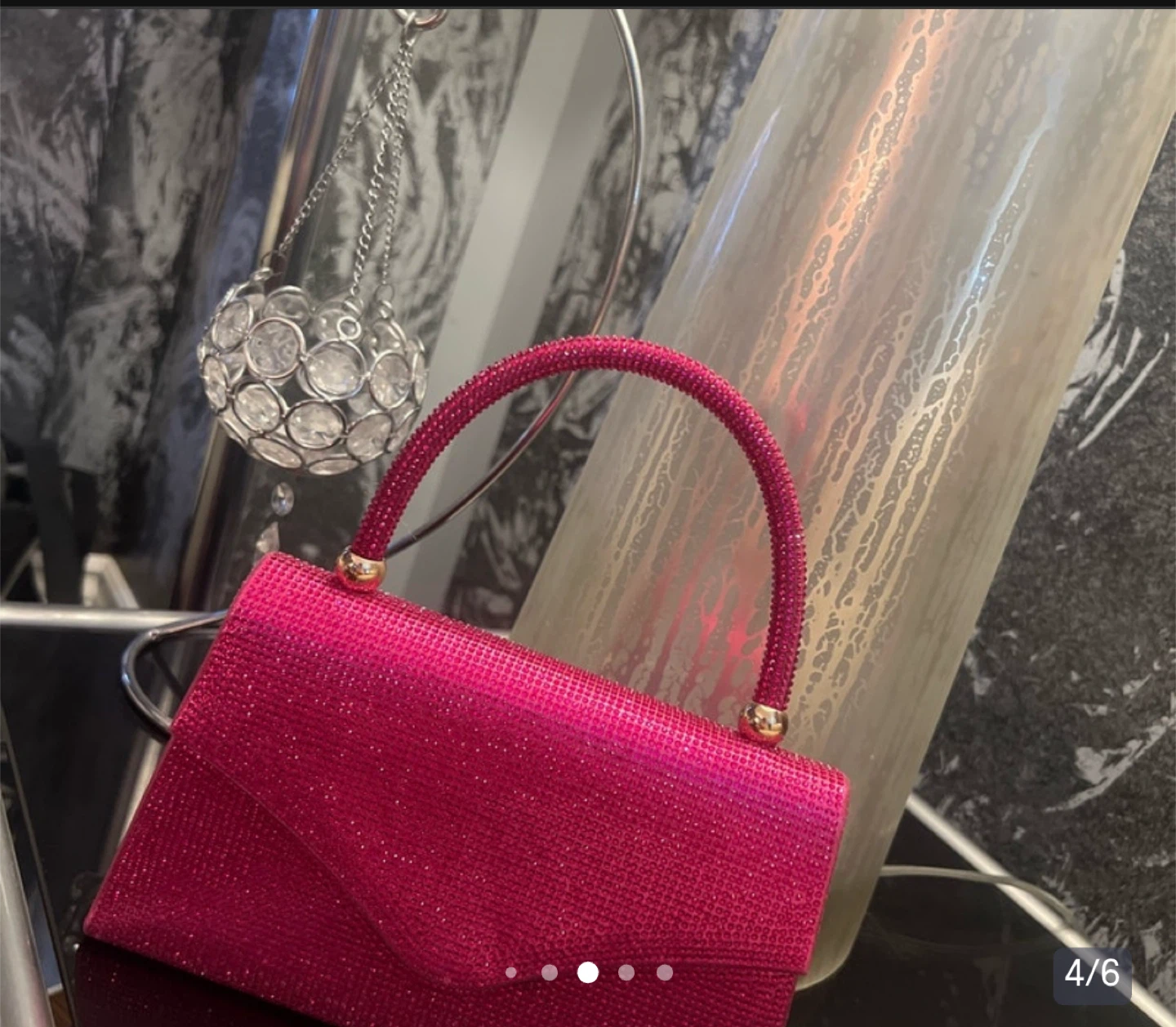 Hot Pink Rhinestone Clutch Purse - photo 4
