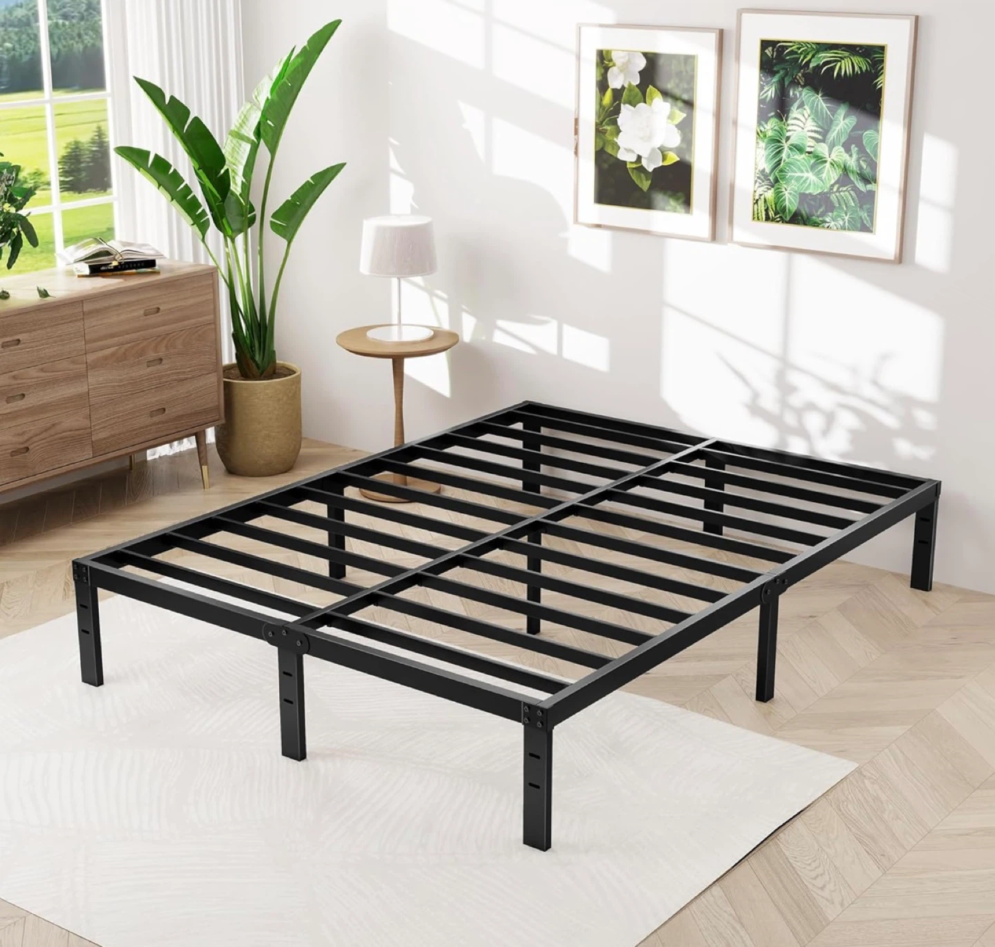 Black Metal Queen size Bed Frame - photo 2