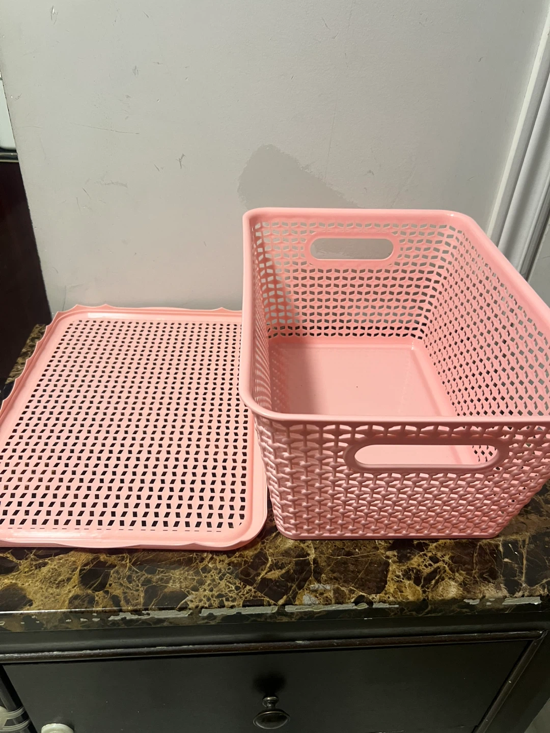 Pink Plastic Storage Basket with Lid - photo 5