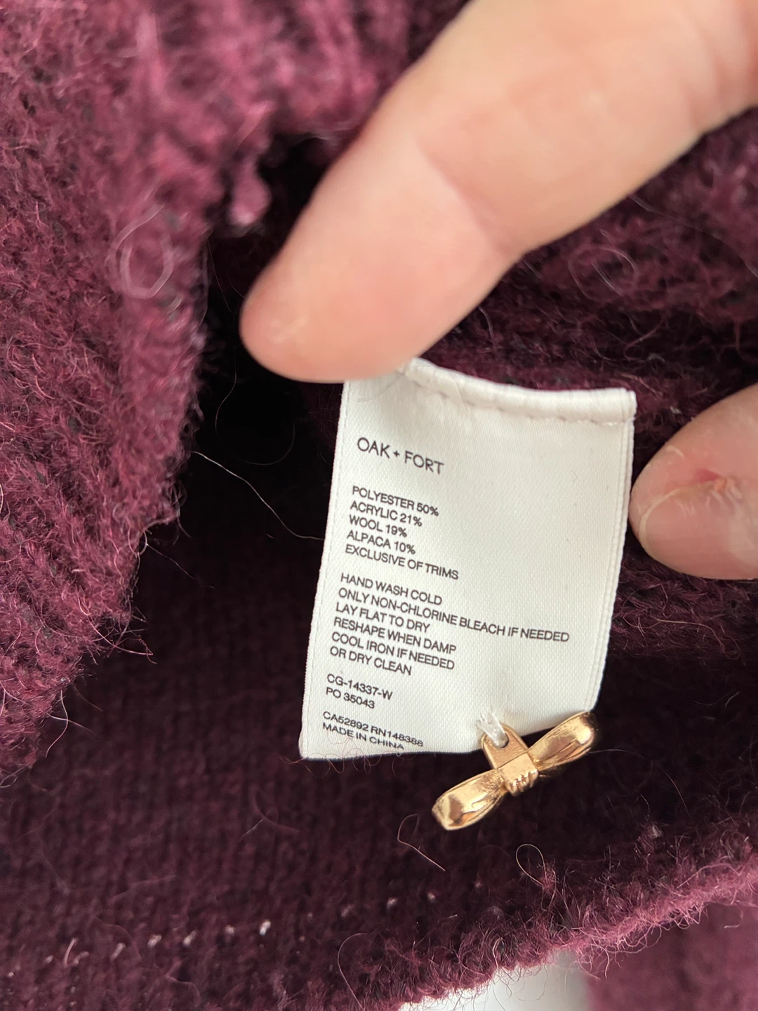 OAK + FORT Burgundy Cardigan Size S - photo 3