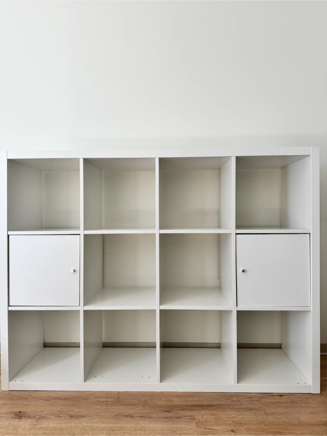 IKEA Kallax White 12-Cube Storage Shelf with 2 Doors