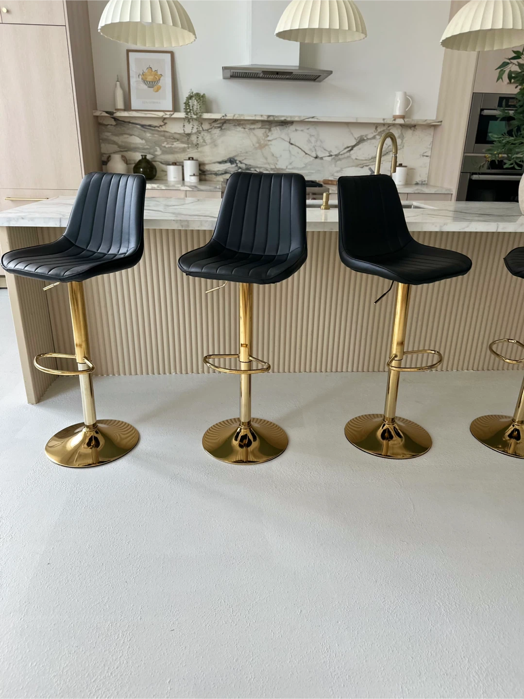 4 Black Bar Stools with Gold Base - photo 5