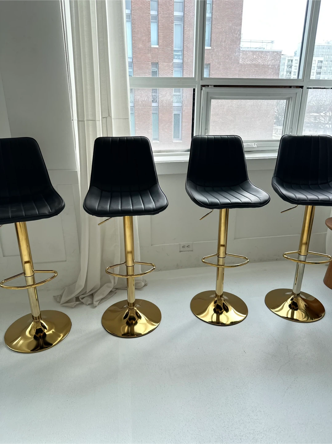 4 Black Bar Stools with Gold Base - photo 4