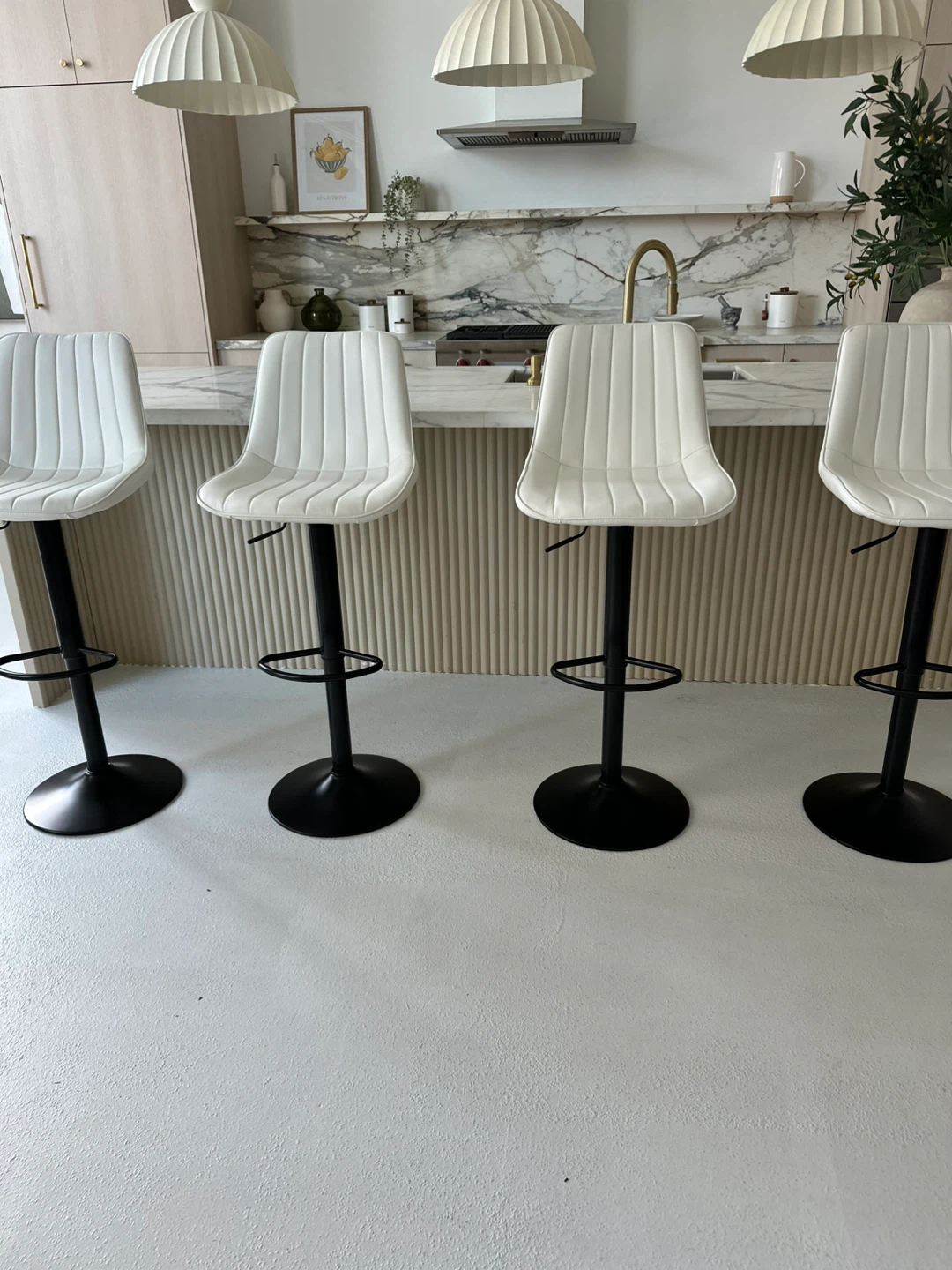 4 White Adjustable Bar Stools