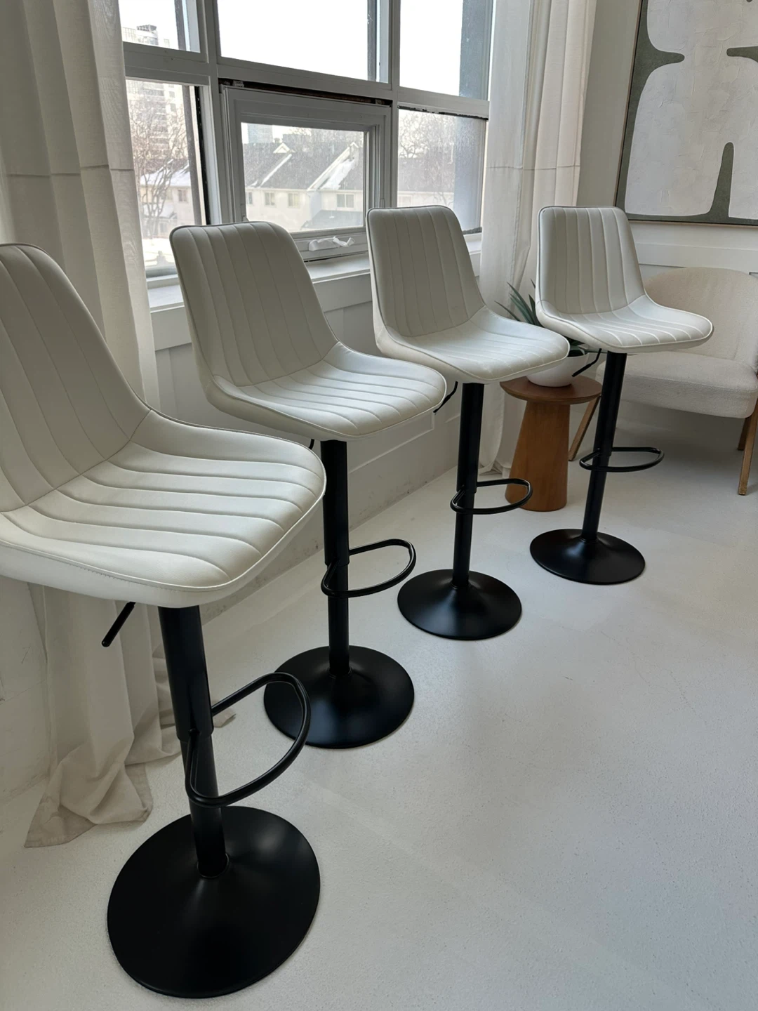 4 White Adjustable Bar Stools - photo 3