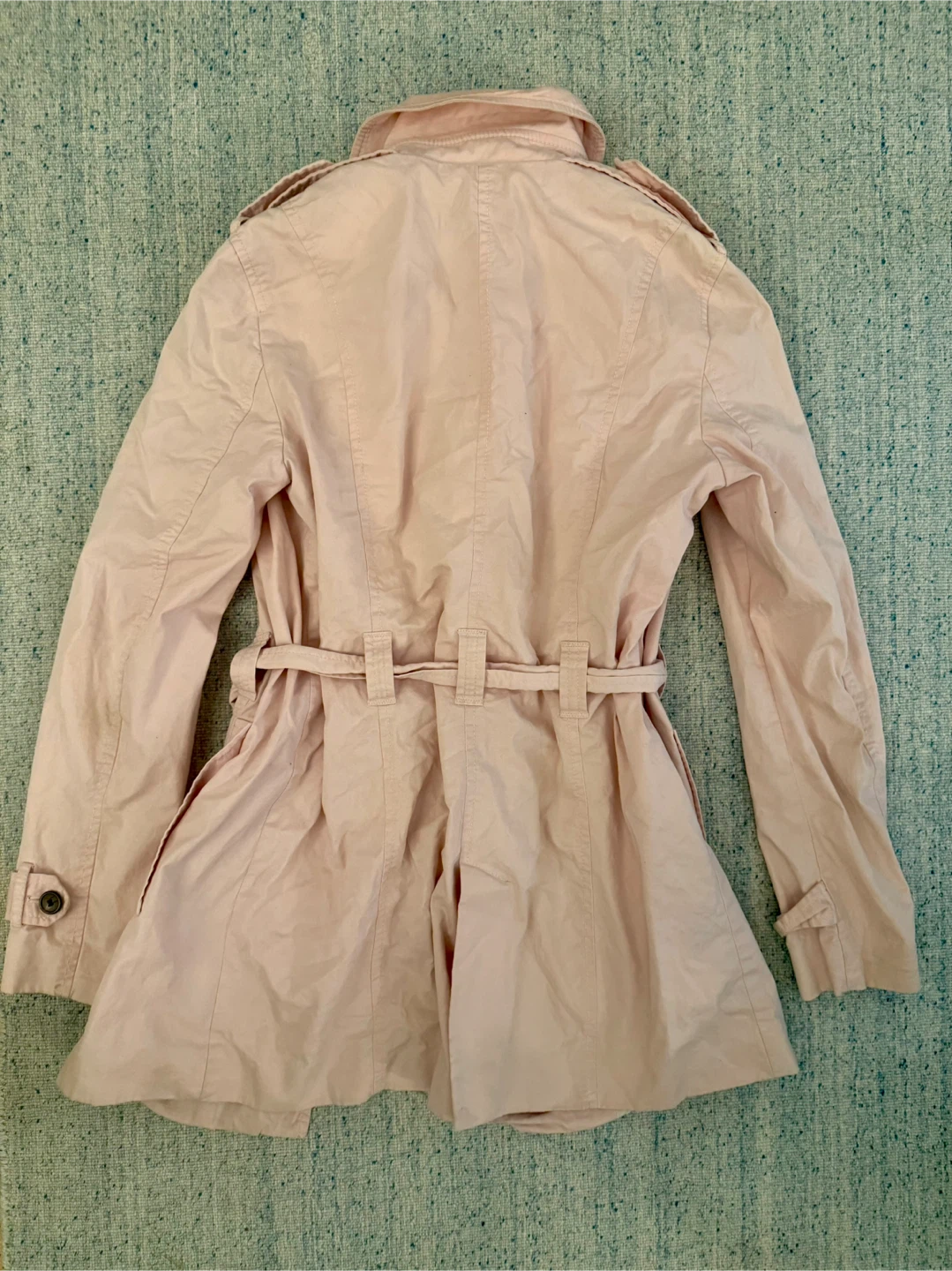 Pink Double-Breasted Trench Coat with Belt - photo 2