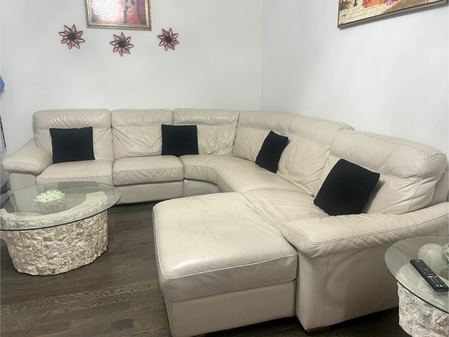 Living room sofa and coffee and side tables set