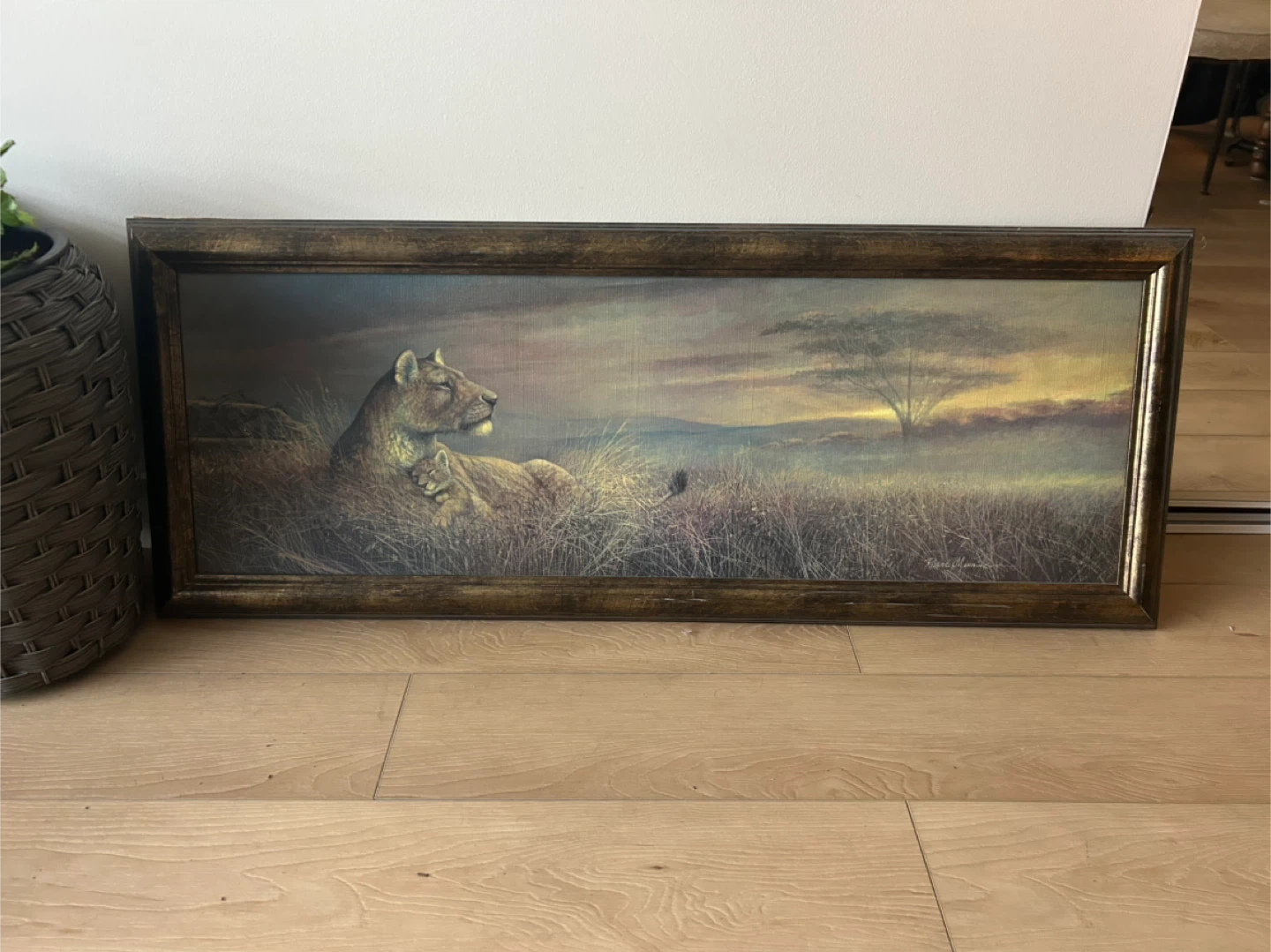 Framed Lion and Cub Wall Art