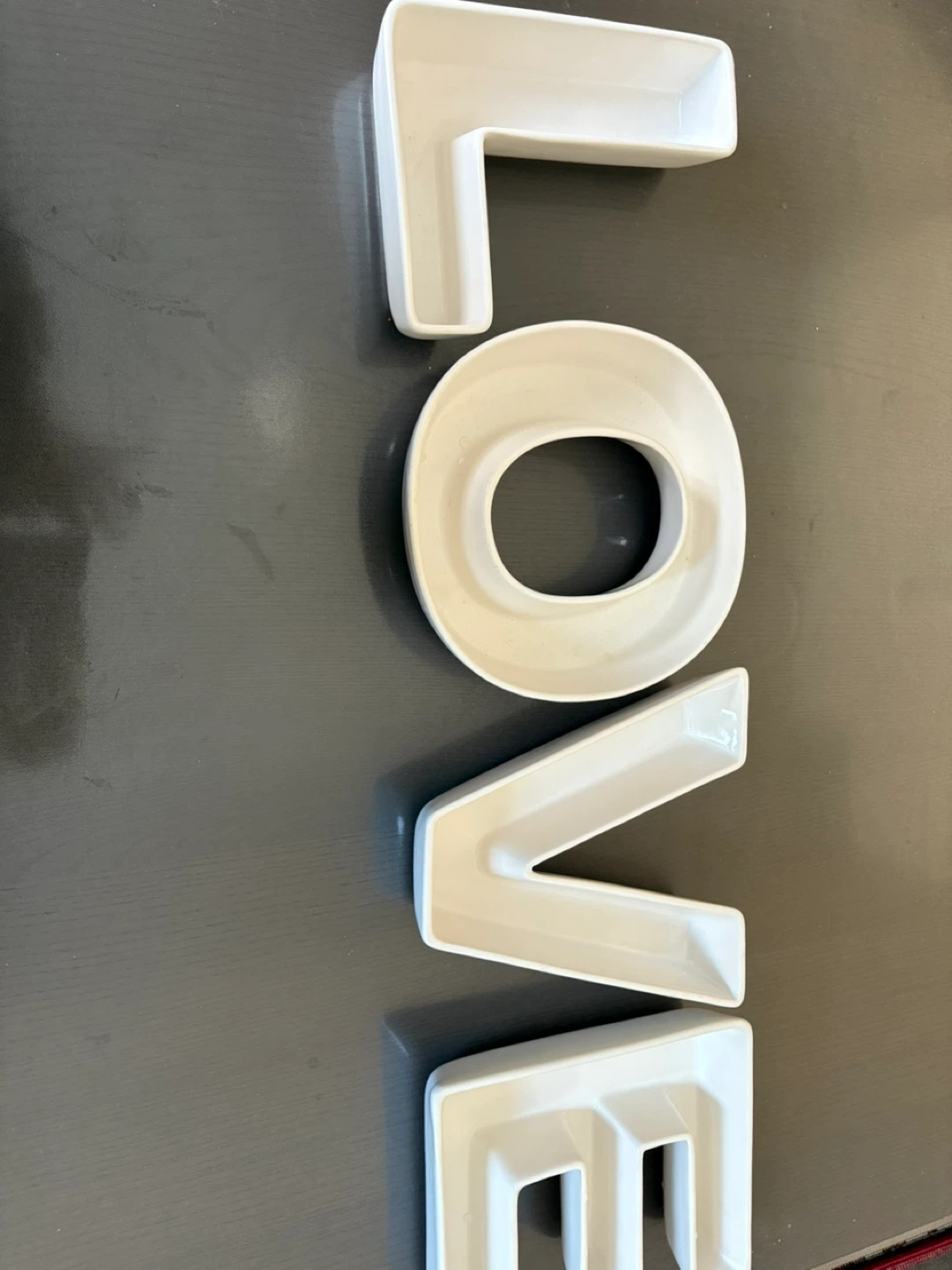 White "LOVE" decorative letter dishes