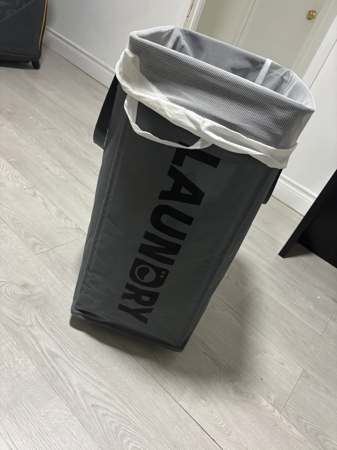Grey Laundry Hamper with Wheels - photo 4