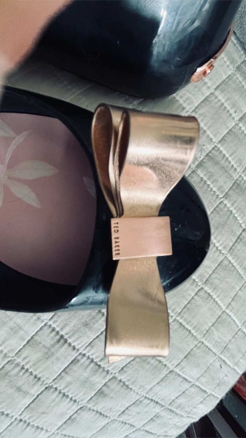 Ted Baker London Black Jelly Flats with Rose Gold Bows - Size 40 - photo 2