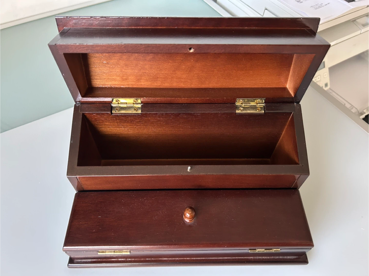 Wooden Trinket Box with Drawer - photo 3