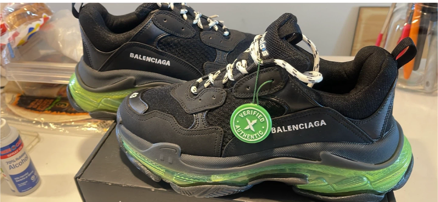 Balenciaga Triple S Black Green Sneakers Size 43