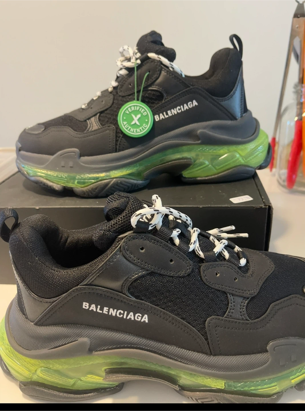 Balenciaga Triple S Black Green Sneakers Size 43 - photo 2