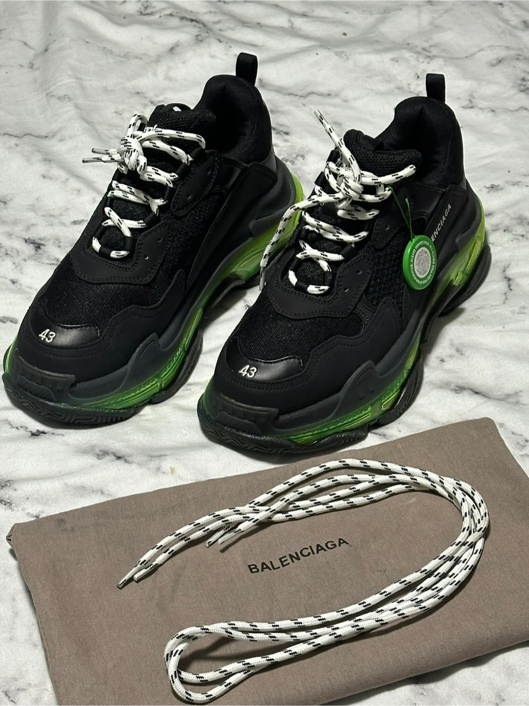 Balenciaga Triple S Black Green Sneakers Size 43 - photo 3