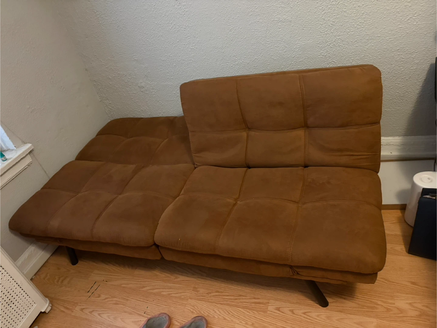 Brown Suede Futon Sofa Bed - photo 2
