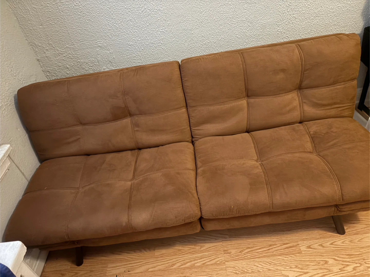 Brown Suede Futon Sofa Bed - photo 3