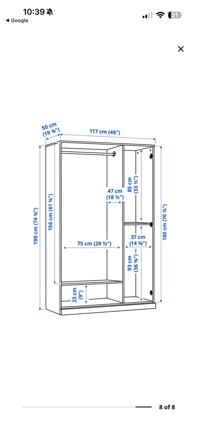 White PAX Wardrobe with Mirror