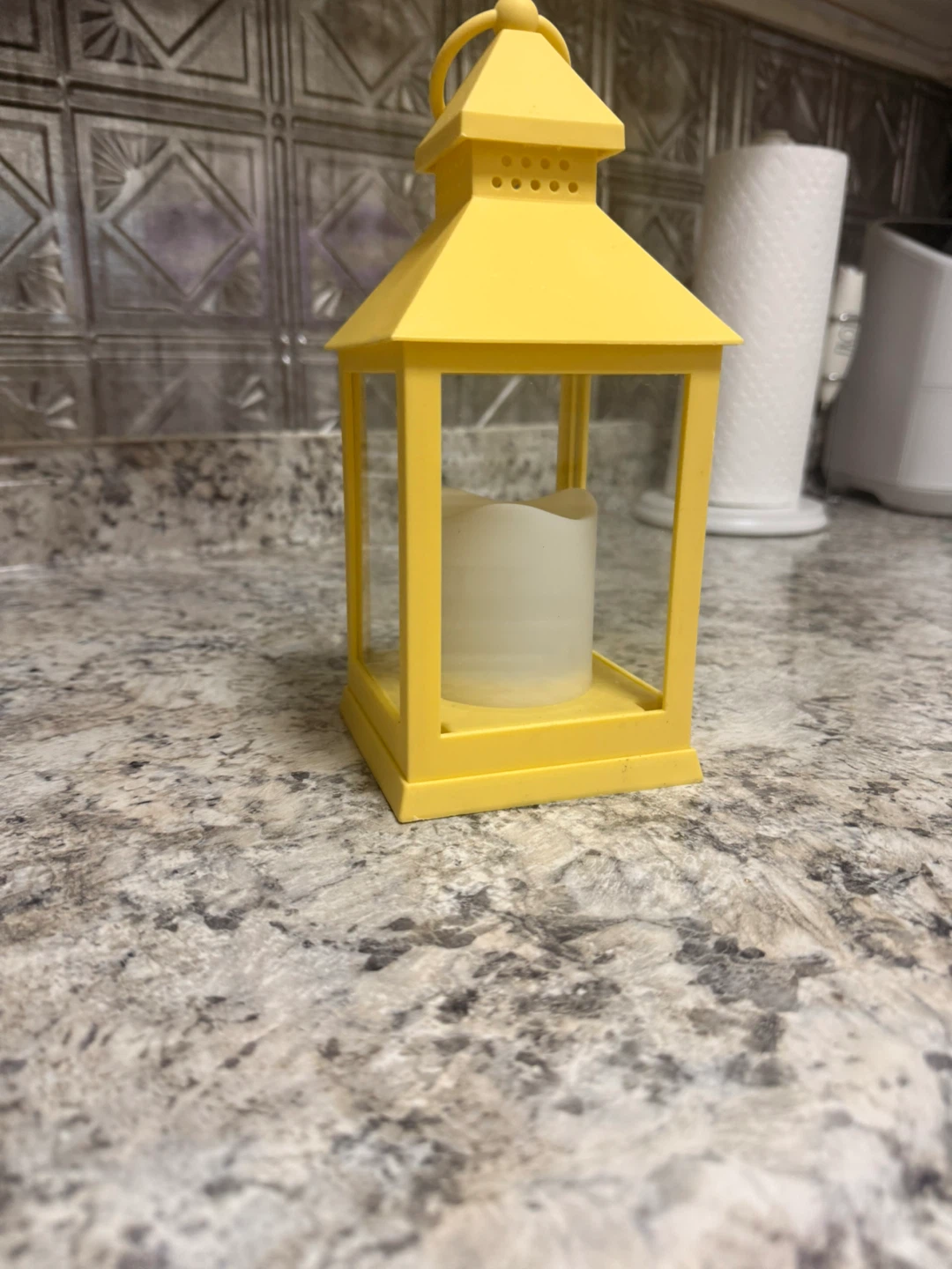 Yellow LED Lantern with Candle