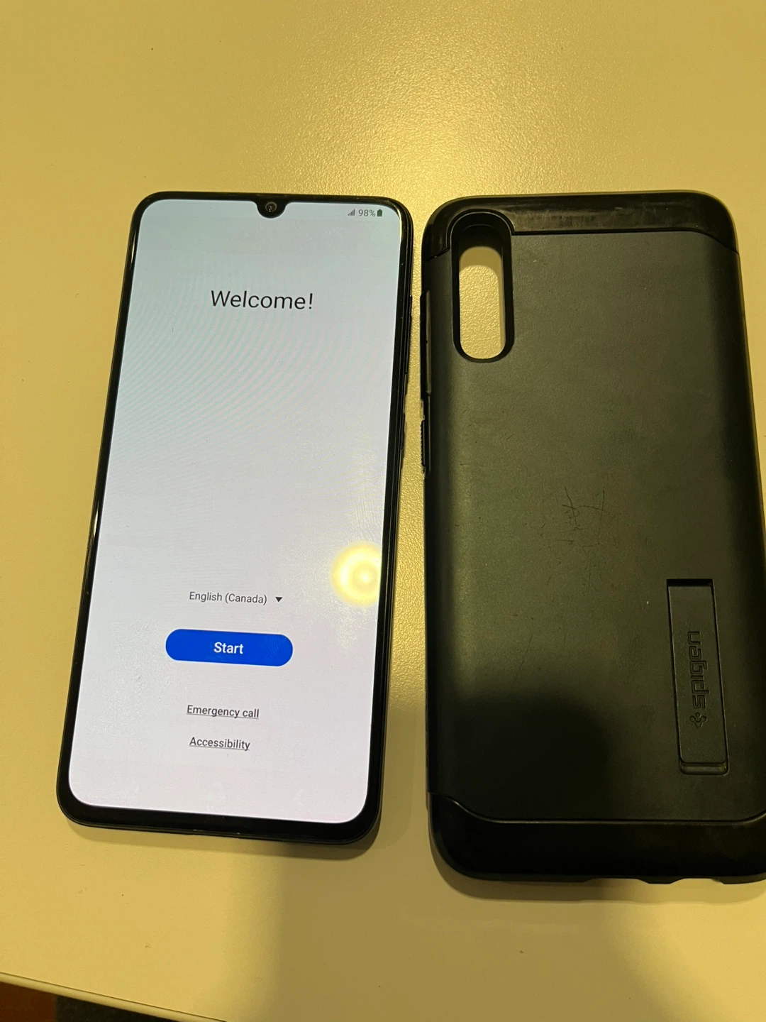 Samsung Galaxy A70 Smartphone with Spigen Case