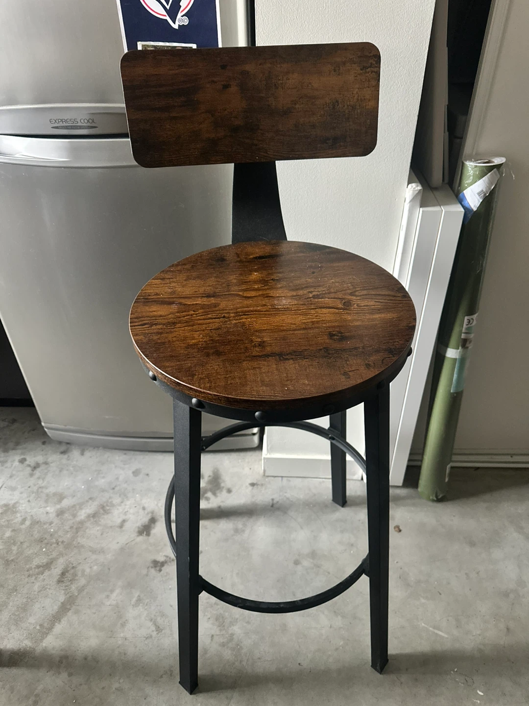 2 Industrial Style Bar Stool with Backrest