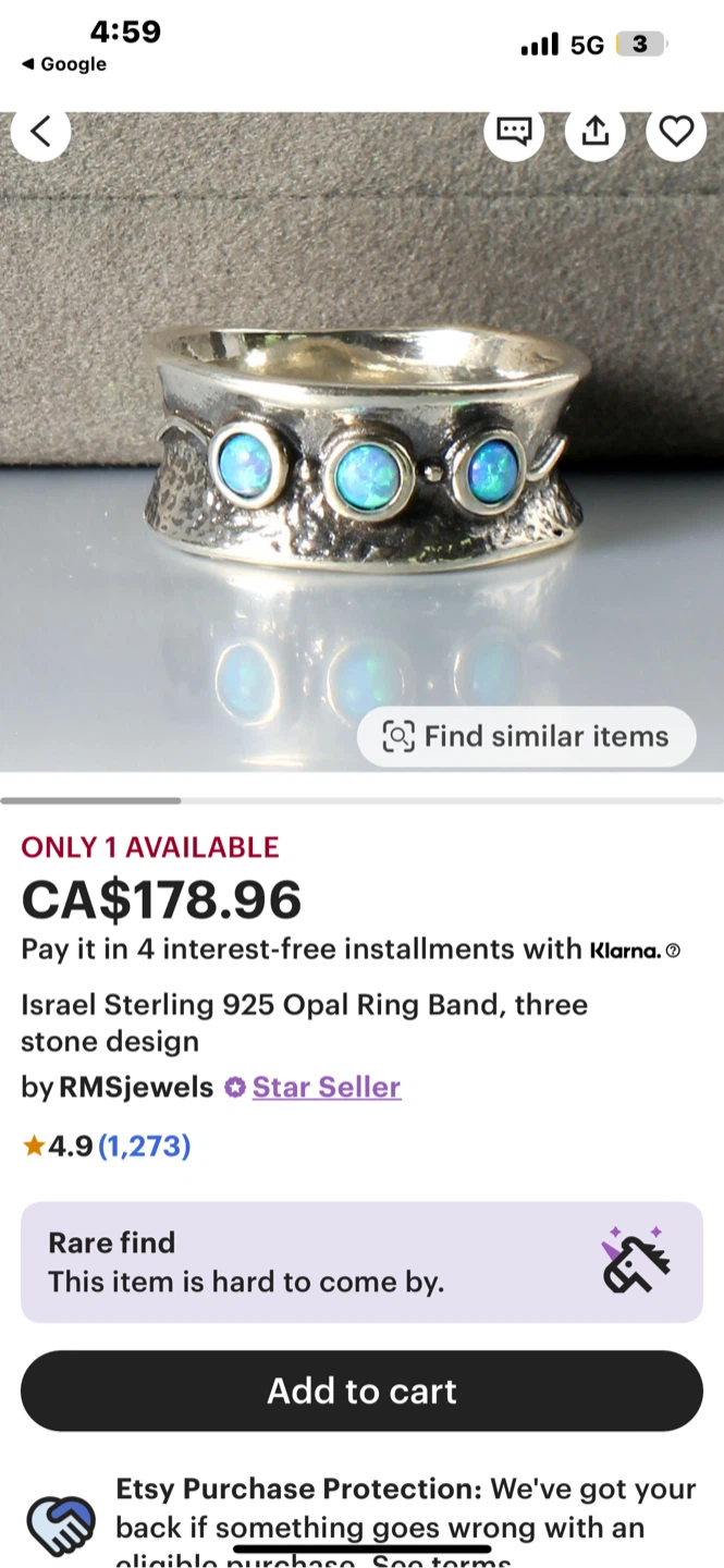 925 Sterling Silver Opal Ring Band - photo 3