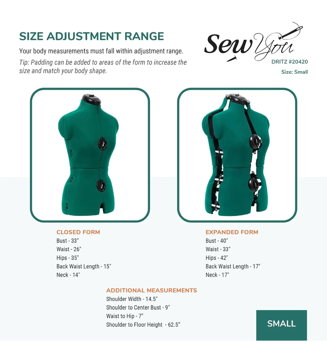 Sew You Adjustable Dress Form - Small-Medium - photo 3
