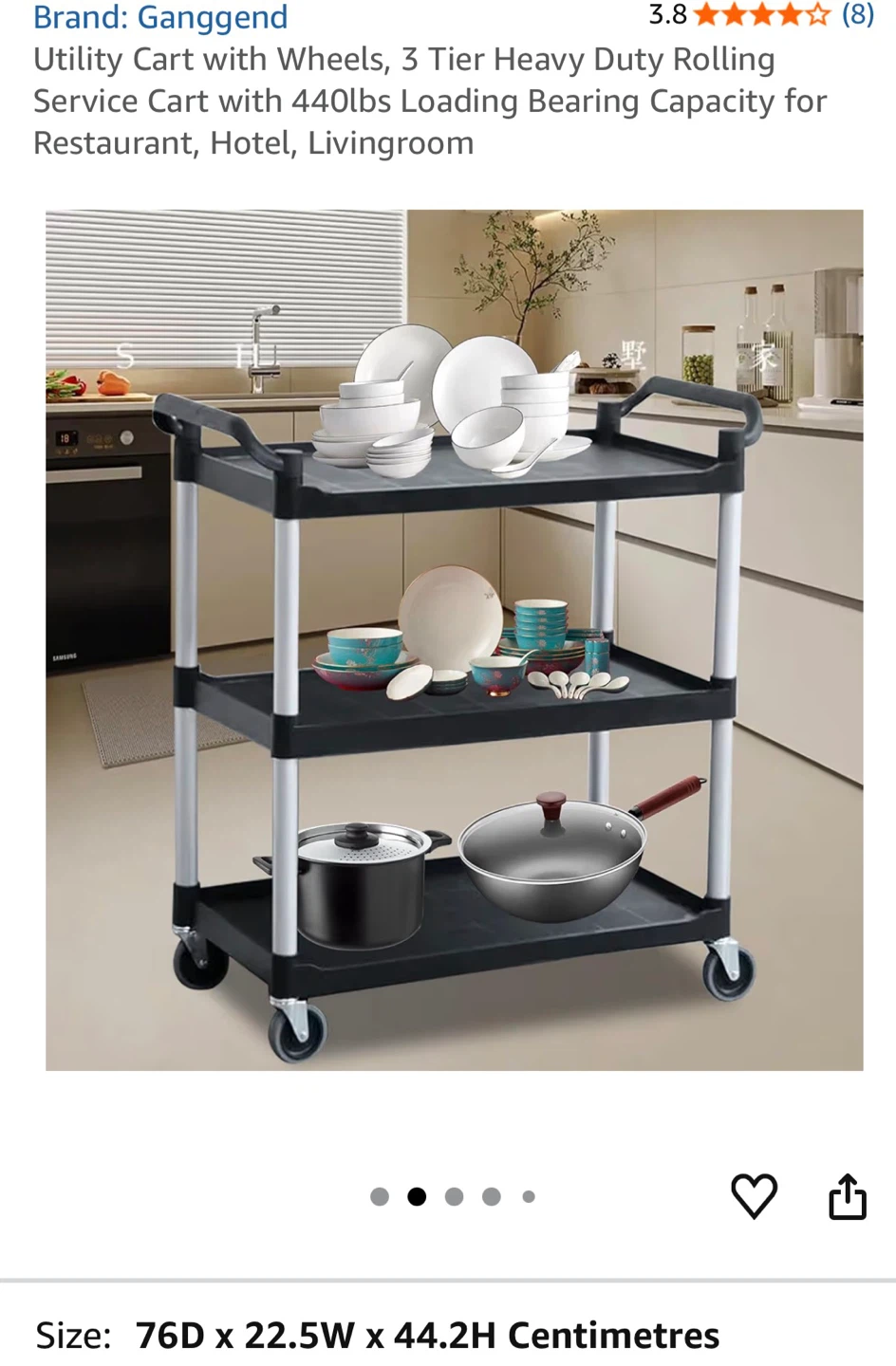 GangGend 3 Tier Rolling Utility Cart - photo 2