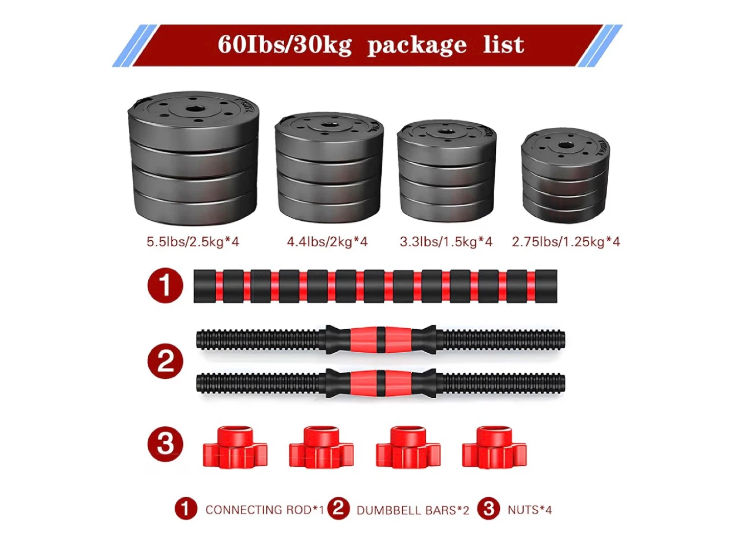 Adjustable Dumbbell and Barbell Set (60lbs/30kg) - photo 4