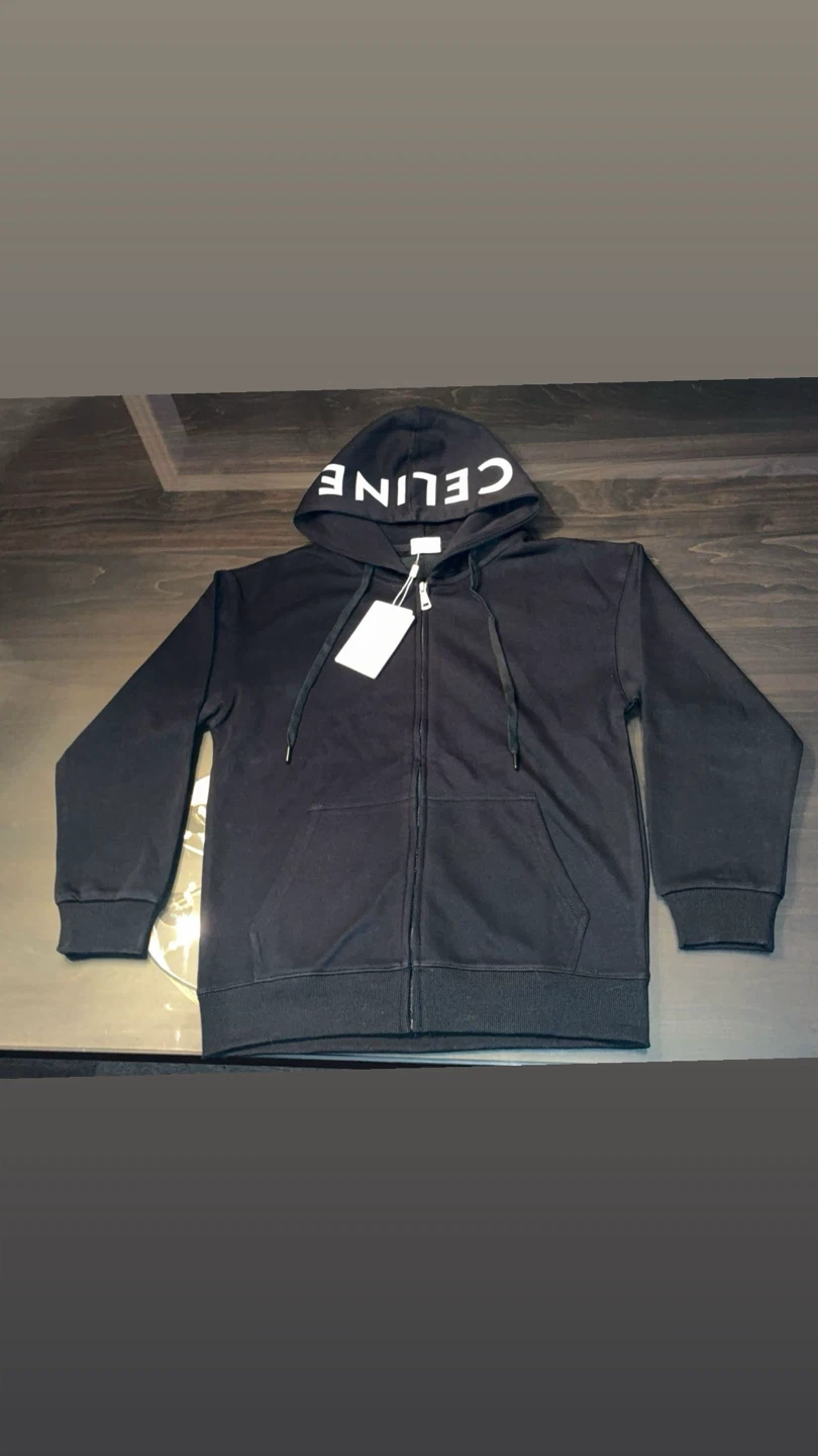 Celine Black Zip-Up Hoodie