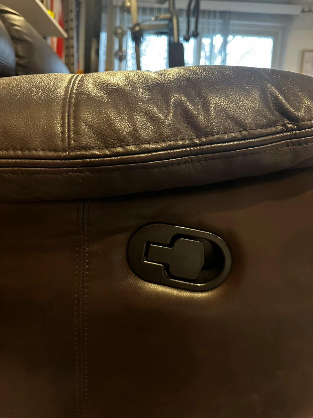 Brown Leather Loveseat Recliner - photo 4