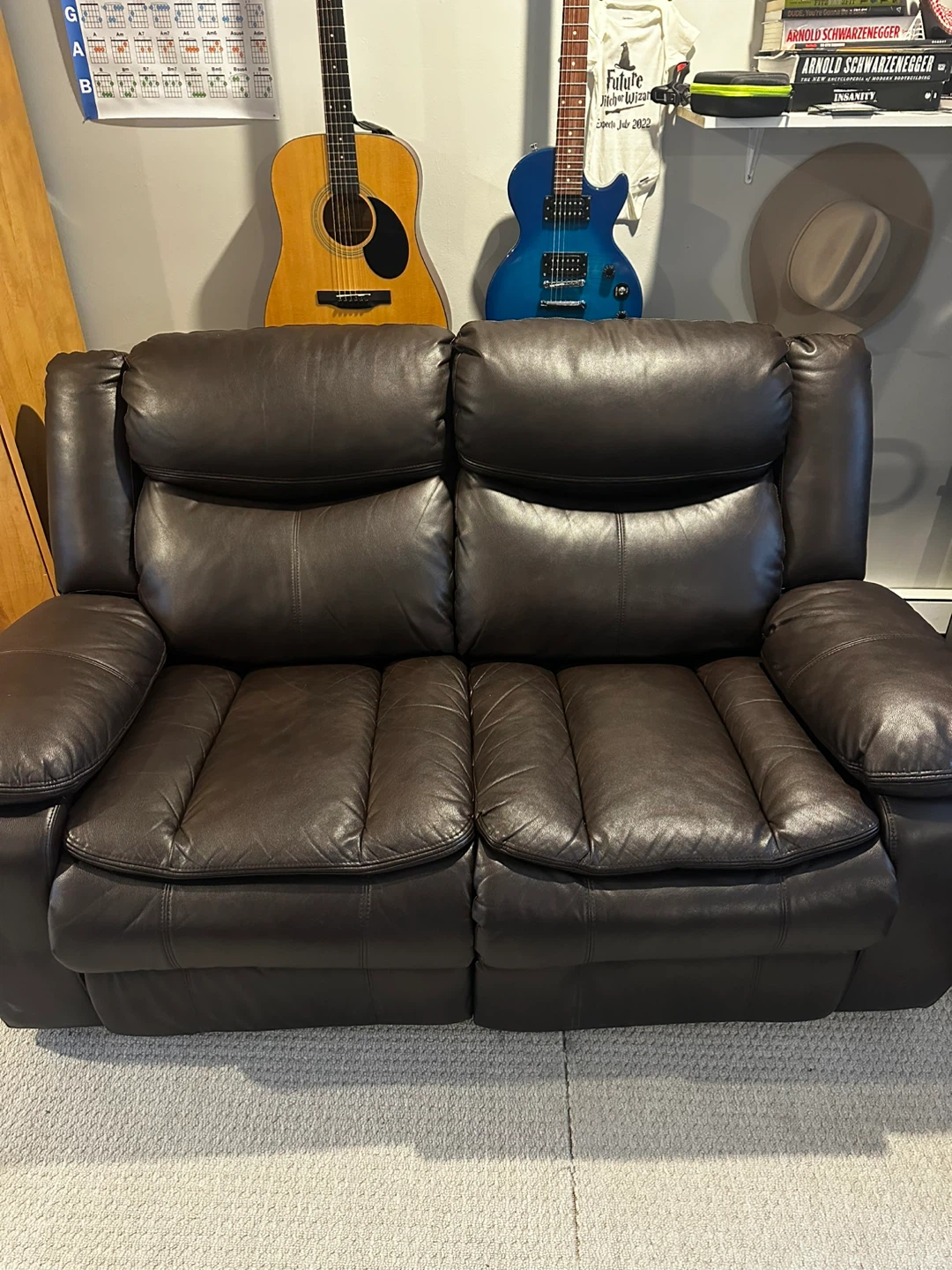Brown Leather Loveseat Recliner