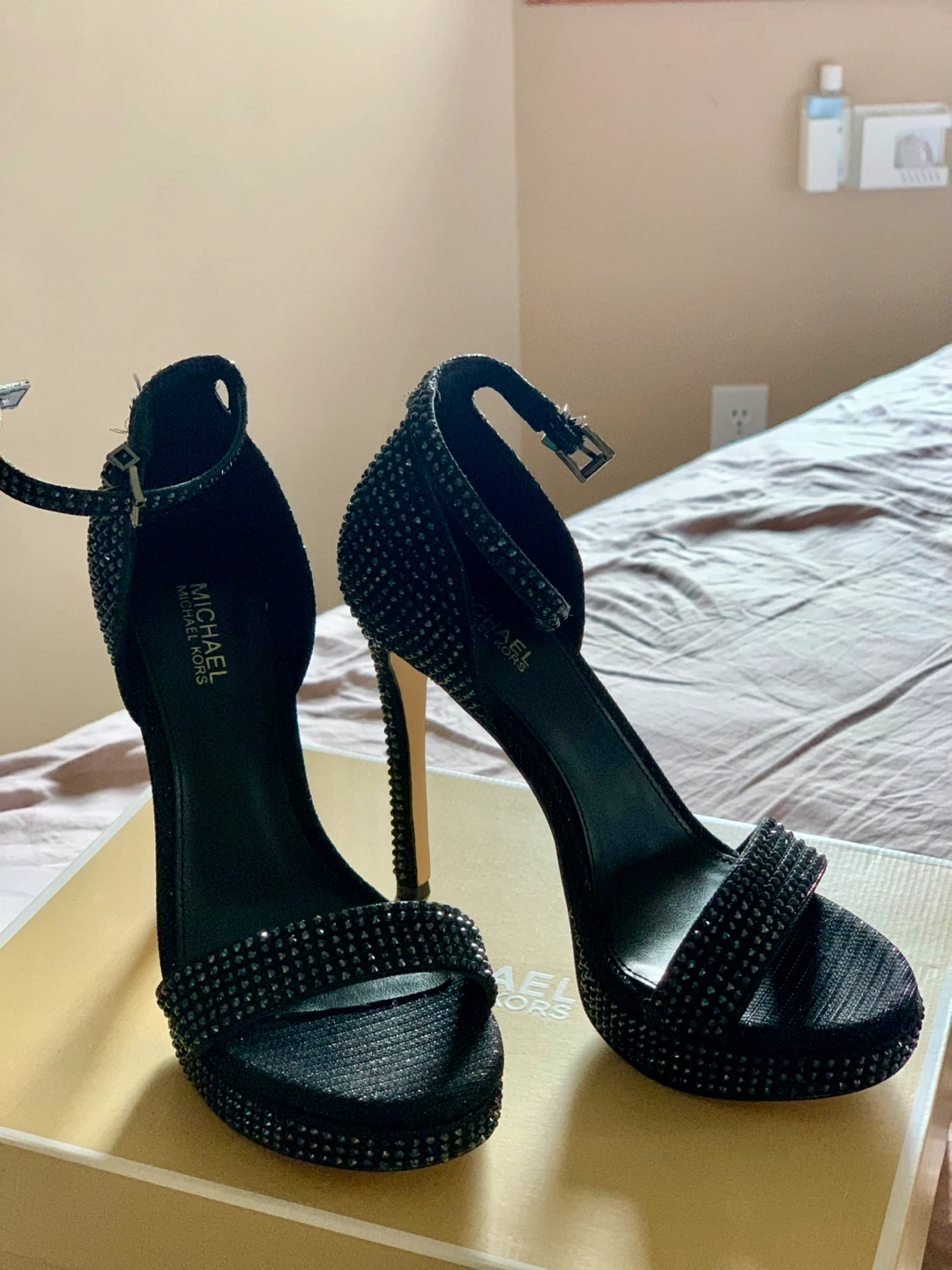 Michael Kors Black Embellished Platform Heels