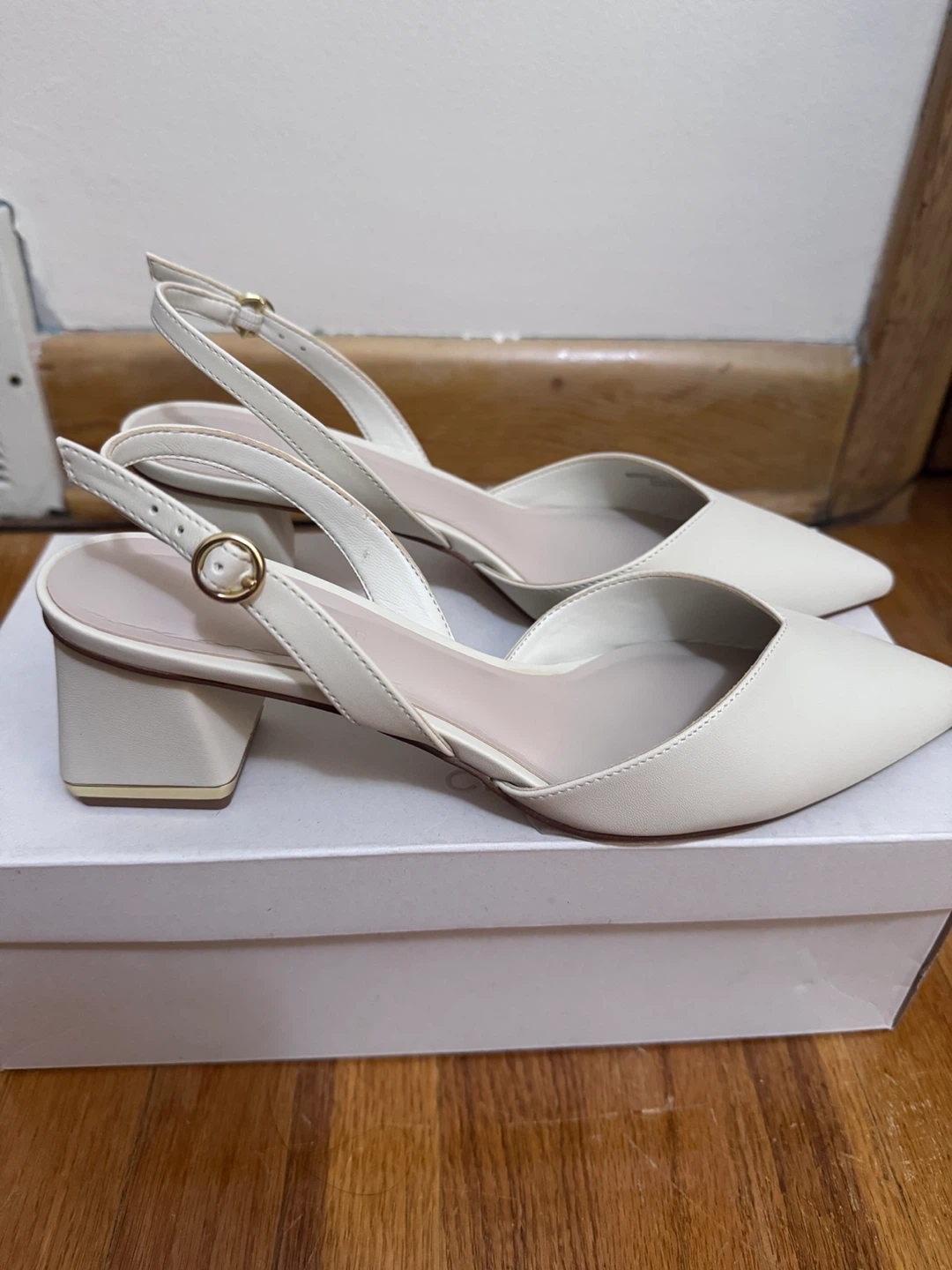 Charles & Keith Cream Slingback Heels