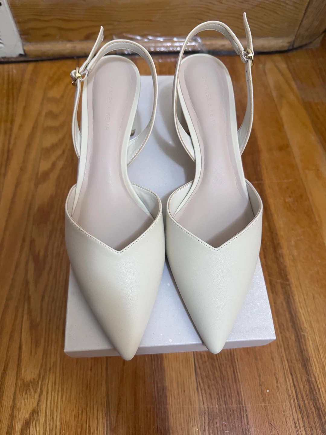 Charles & Keith Cream Slingback Heels - photo 2