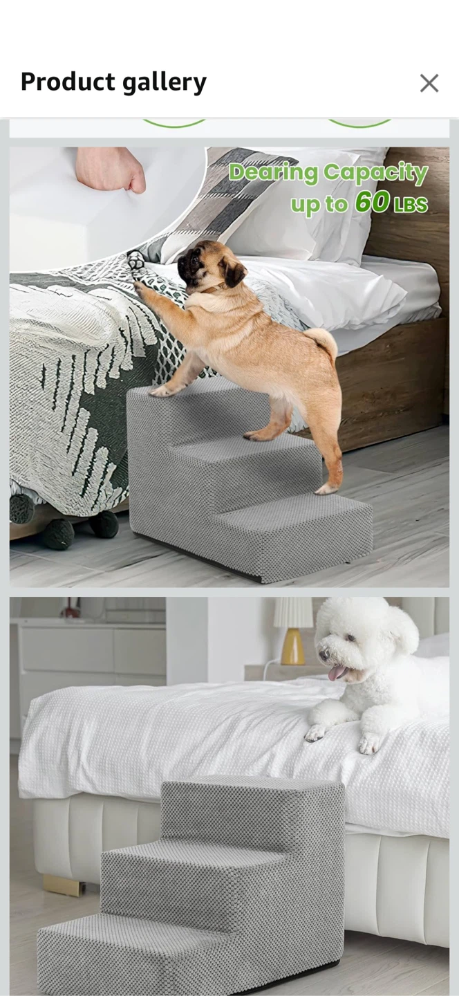 3-Step Pet Stairs for Dogs & Cats- grey colour