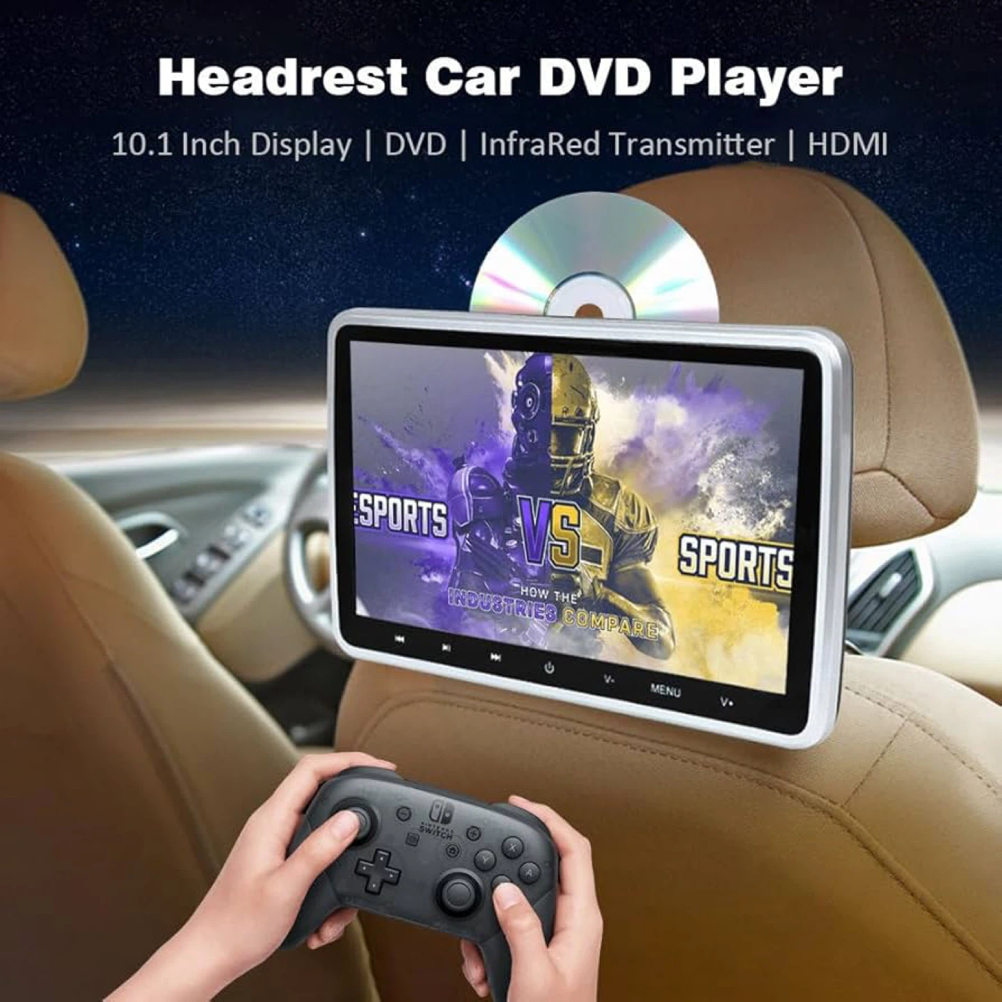 10.1 Inch Headrest Car DVD Player with Built-in Speakers - photo 2
