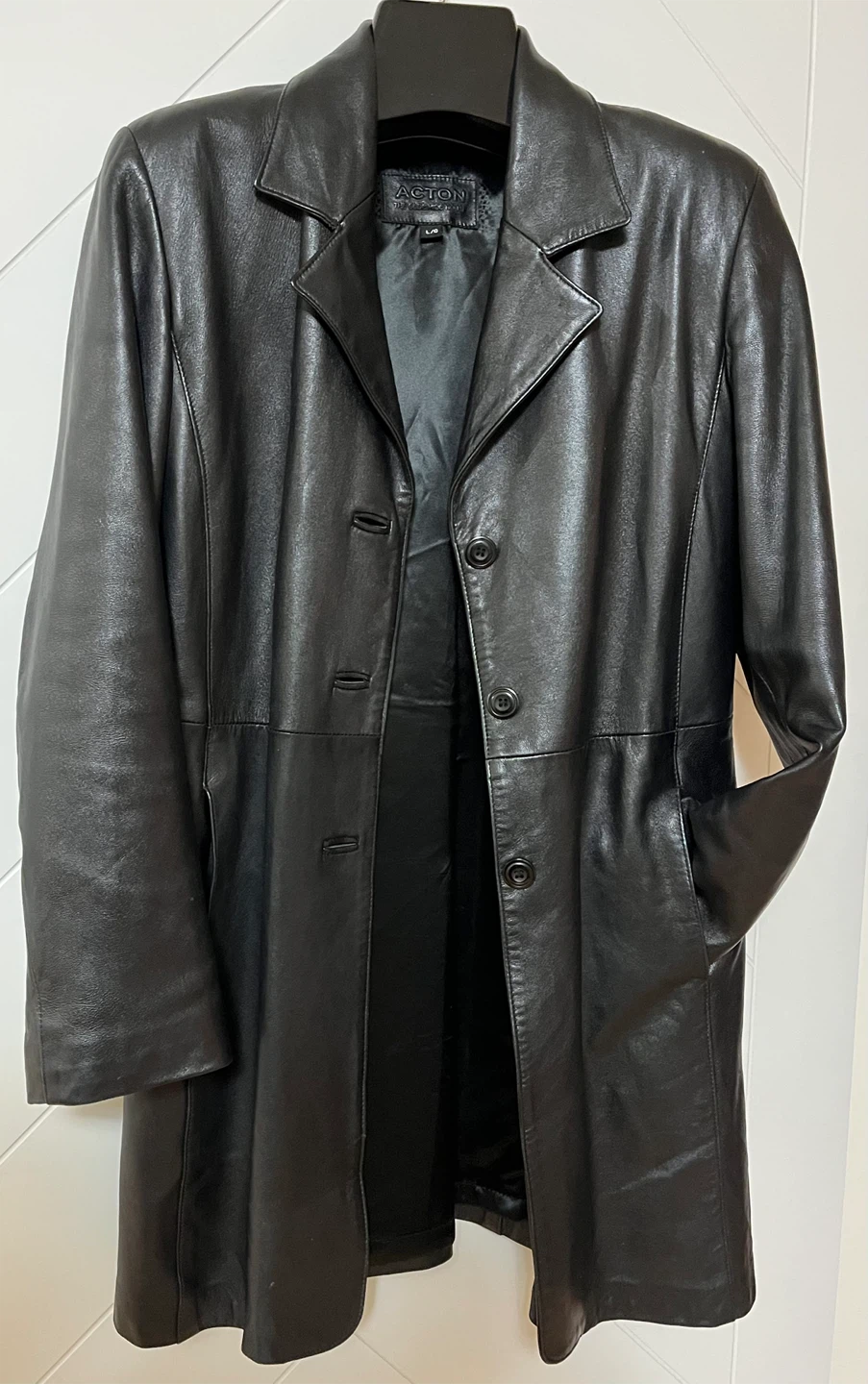 Acton Leather Coat Women Size L - photo 2