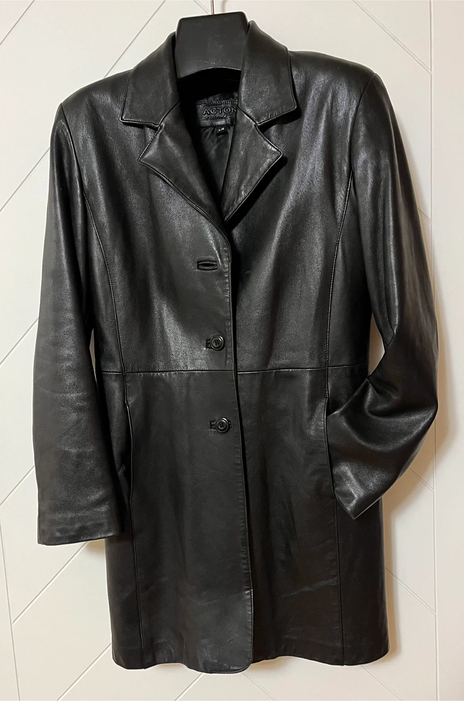 Acton Leather Coat Women Size L - photo 5