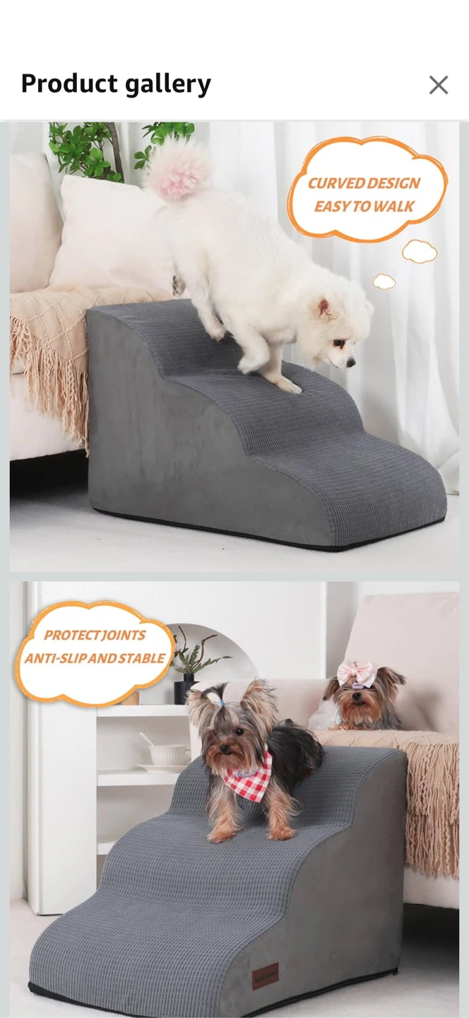 Aodisman 3-Step Pet Stairs-grey colour