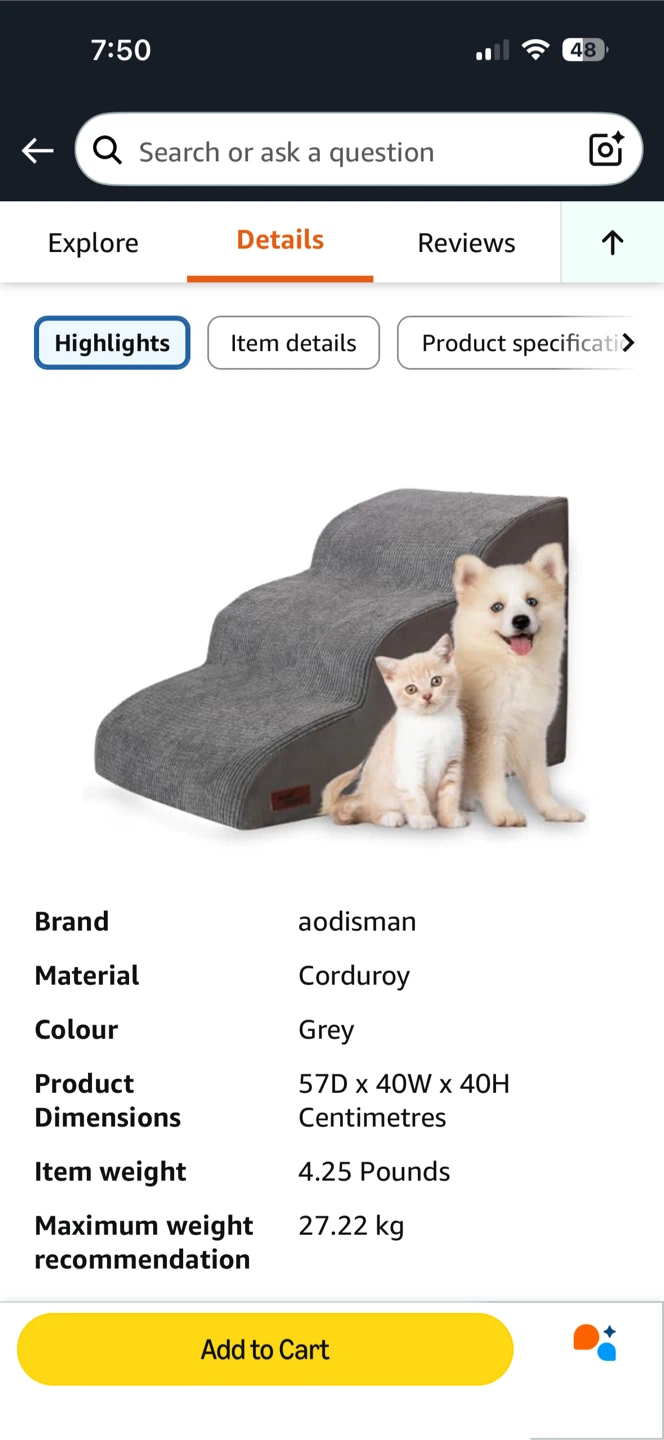 Aodisman 3-Step Pet Stairs-grey colour - photo 2