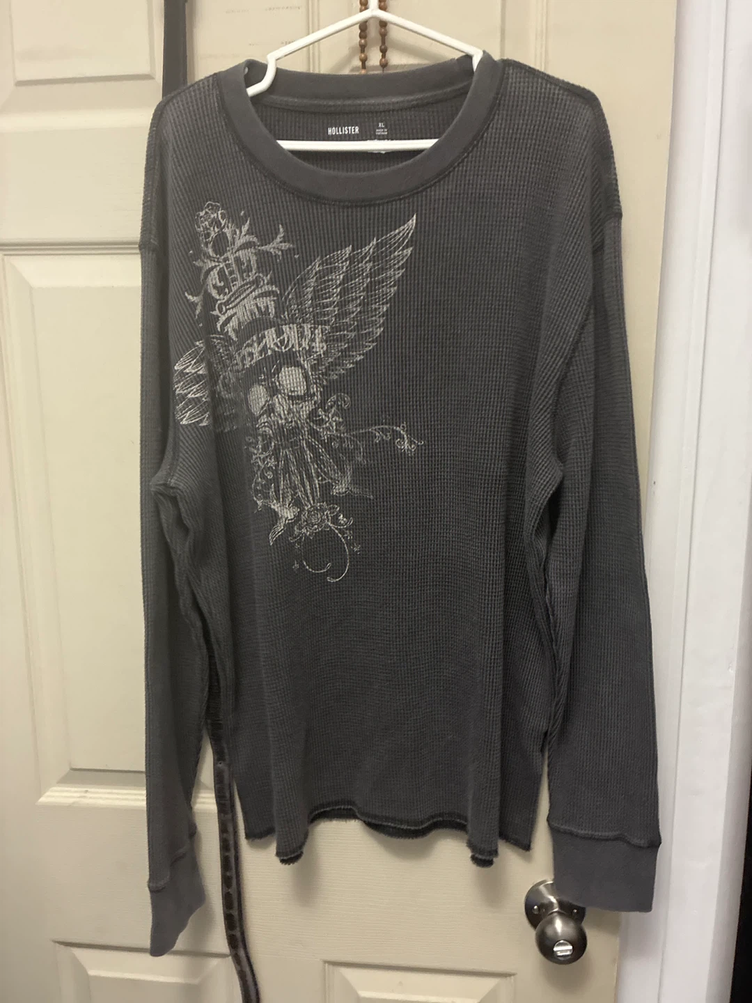 Hollister Men's Thermal Long Sleeve Shirt - Grey XL