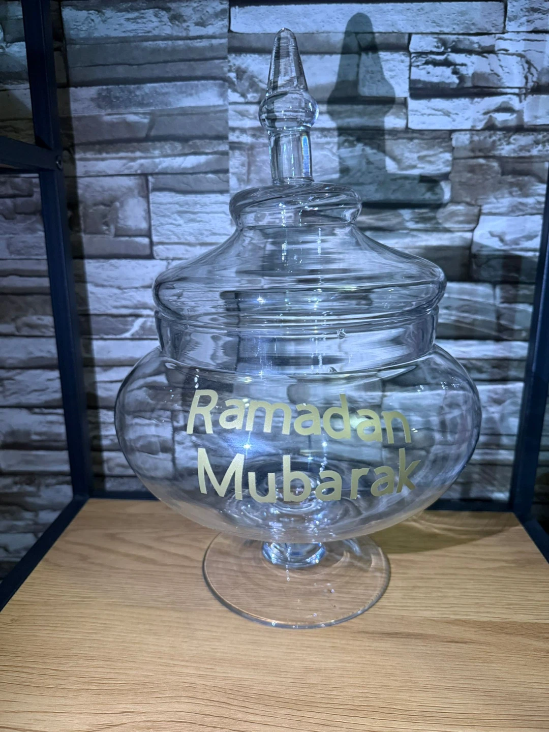 Ramadan Mubarak Glass Jar with Lid