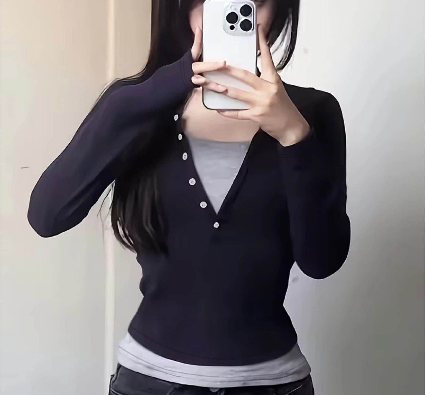 Women's Long Sleeve Henley Top